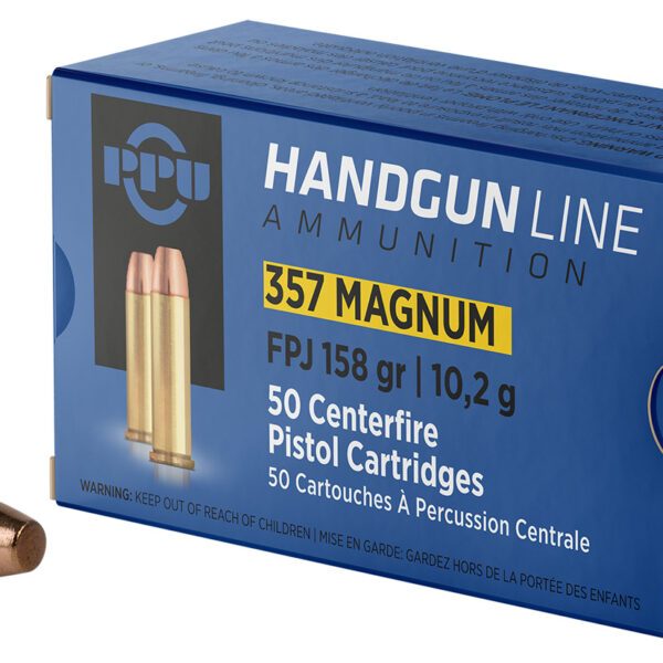 PPU PPH357MF Handgun 357Mag 158gr Flat Point Jacketed 50 Per Box/10 Case