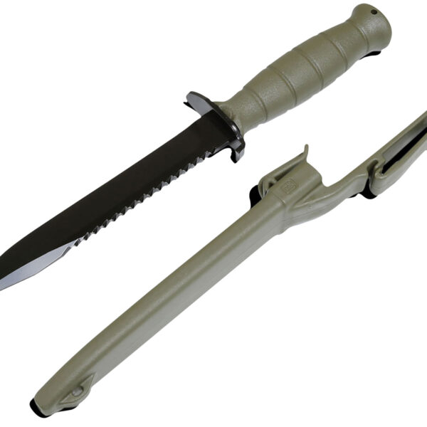 Glock KF039181 Field  7″ Fixed Clip Point Plain/Saw Black High Carbon Steel Blade Battle Field Green Textured Trimond Polymer Handle Features Clamshell Packaging