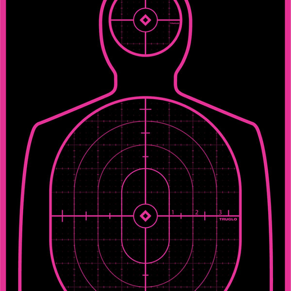 TruGlo TG13P6 Tru-See Handgun Target Self-Adhesive Heavy Paper Black/Pink 12″x18″ Silhouette 6 Pack