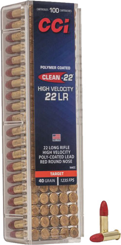 CCI CLEAN 22LR 40GR RED POLY – RN 1235FPS 100RD 50BX/CS