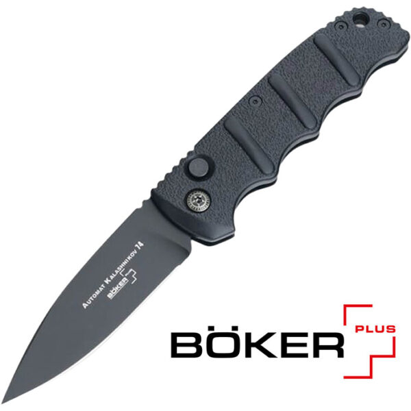 Kalashnikov Auto 3.35 inch Black D2 Black Plain Edge Black Handle