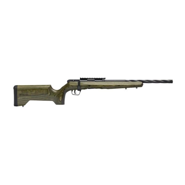 Savage Arms B22 Timber Tactical Rifle .22 WMR 9rd Magazine 18″ Threaded Spiral Barrel Green Laminate Stock