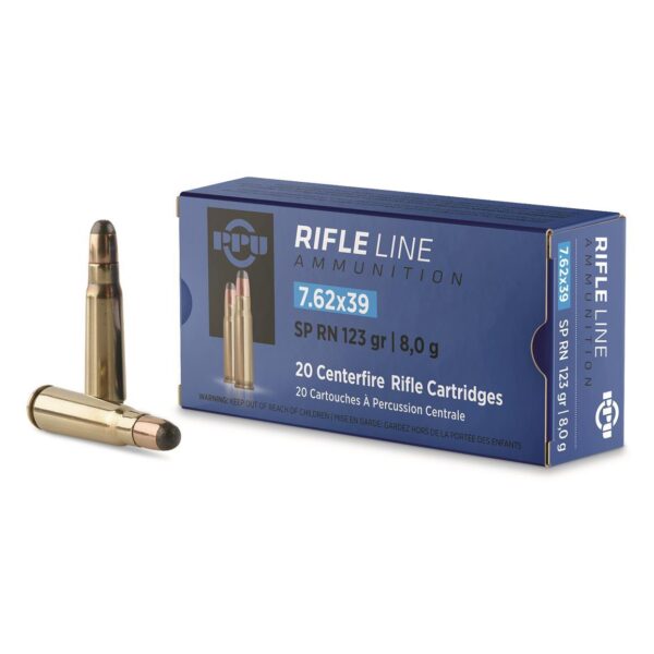 PPU Rifle Ammunition 7.62×39 123gr PSP 2350 fps 20/ct