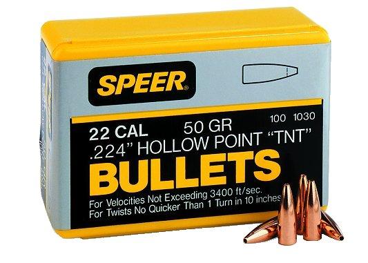 Speer TNT Rifle Bullets .22 cal .224″ 50 gr TNTHP 100/ct