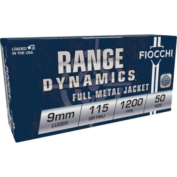 Fiocchi Range Dynamics Handgun Ammunition 9mm Luger 115 gr FMJ 1200 fps 1000/ct