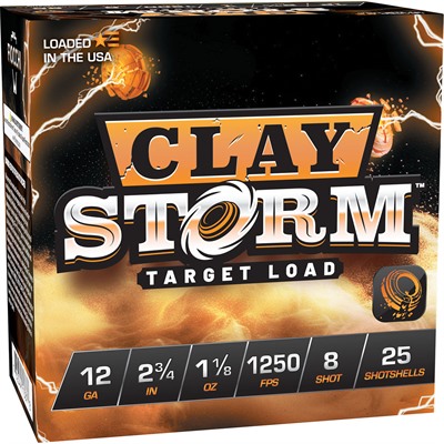 CLAY STORM 12 GAUGE 2-3/4” 1-1/8OZ #8 SHOT 1250 FPS 25/BOX