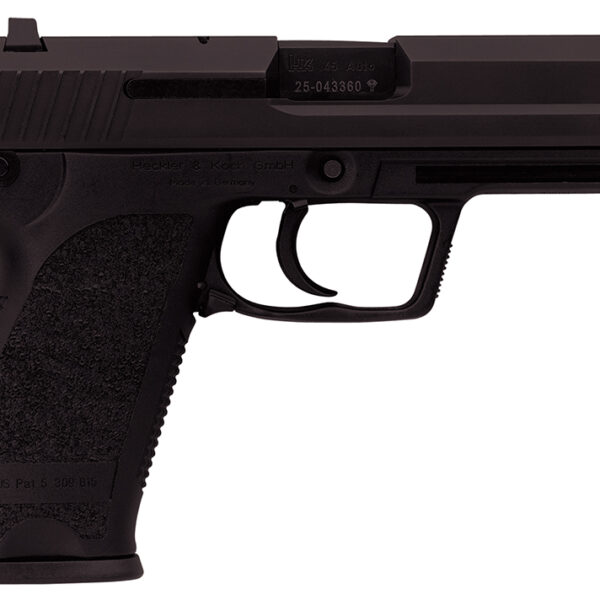 HK 81000328 USP V7 LEM 45 ACP Caliber with 4.41″ Barrel, 10+1 Capacity, Overall Black Finish, Serrated Trigger Guard Frame, Serrated Steel Slide, Polymer Grip & No Manual Safety Includes 2 Mags