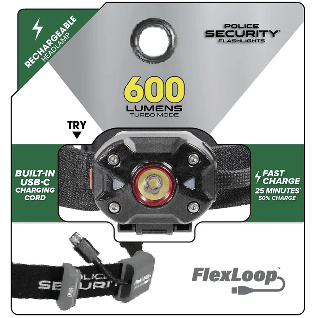Police Security FlexLoop Mini Headlamp 600 Lumens - Image 3