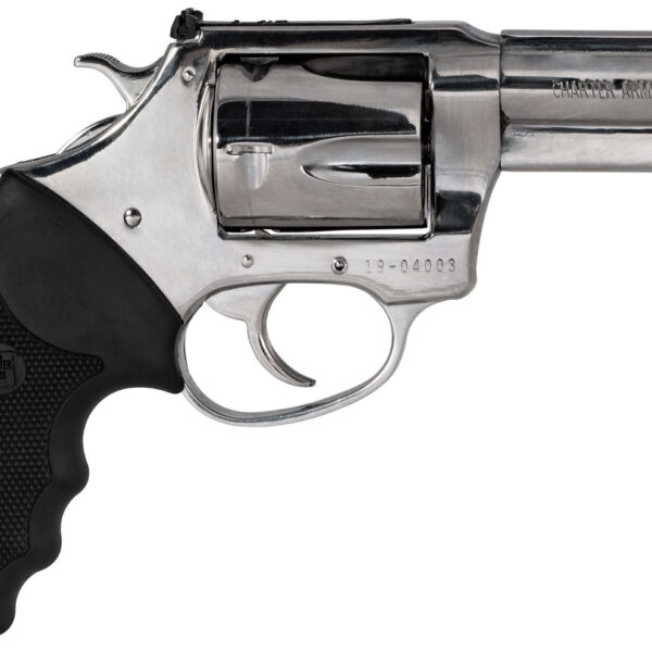 Charter Arms 73539 Mag Pug  Large 357 Mag, 5 Shot 3″ High Polished Stainless Steel Barrel, Cylinder & Frame w/Black Finger Grooved Rubber Grip