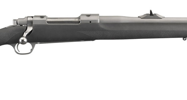 Ruger 57100 Hawkeye Alaskan Full Size 375 Ruger 3+1 20″ Matte Stainless Steel Threaded Barrel, Integral Scope Mounts Stainless Steel Receiver, Black Hogue OverMolded Synthetic Stock