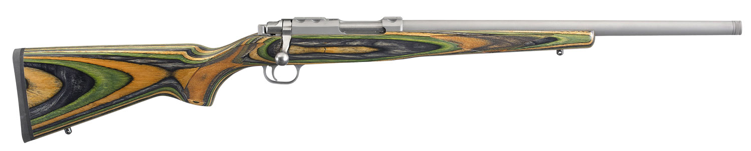 Ruger 7226 77/22 22 Hornet 6+1 18.50" Threaded Barrel, Matte Stainless Steel, Integral Scope Mount On A Solid Steel Receiver, Green Mountain Laminate Stock