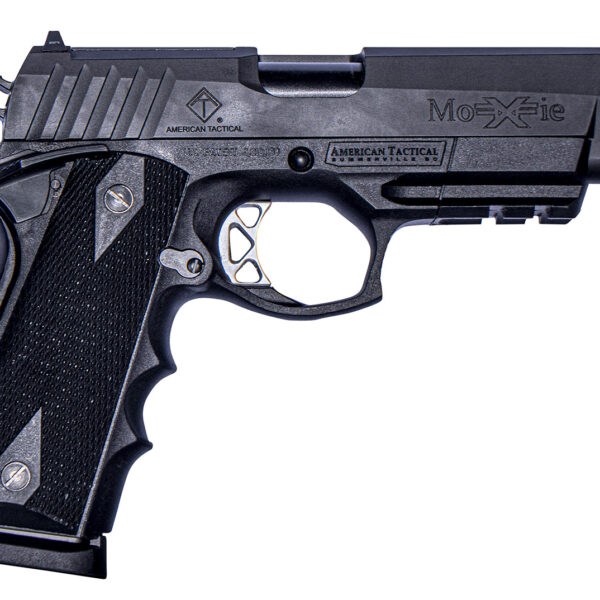 ATI GFXH45M FXH-45 Moxie 45 ACP 8+1 5″ Black Match Grade SS Barrel, Black Parkerized Serrated Slide, Black Polymer Frame w/Beavertail & Picatinny Rail, Black Finger Groove Grip