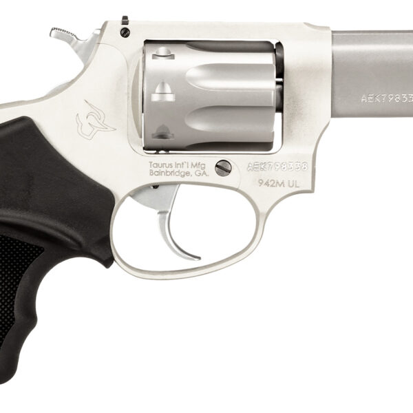 Taurus 2942M039UL 942 Ultra-Lite 22 WMR 8rd 3″ Matte Stainless Finish Barrel, Matte Stainless Finish Cylinder, Stainless Anodized Finish Aluminum Frame & Finger Grooved Black Polymer Grip