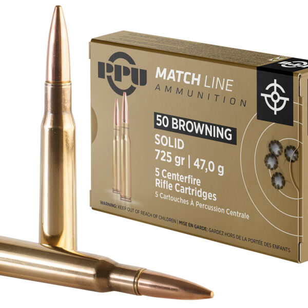 PPU PPM50 Match 50BMG 725gr Full Metal Jacket Solid 5 Per Box/20 Case