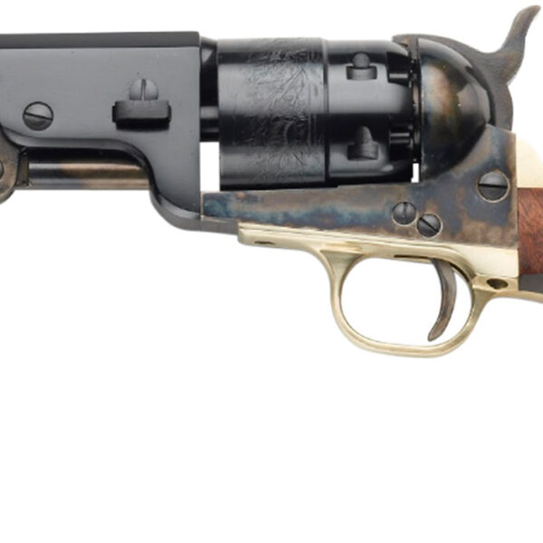 Pietta PF51CH44512 1851 Navy Yank Sheriff 44 Cal 6 Shot 4.88″ Blued Octagonal Steel Barrel & Cylinder, Color Case Hardened Frame, Walnut Grip