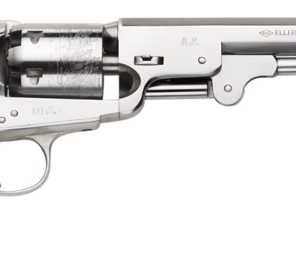 Pietta PF51OS36712 1851 Navy “Old Silver” 36 Cal 7.50″ 6rd Old Silver Frame, & Octagon Barrel, Walnut Grip