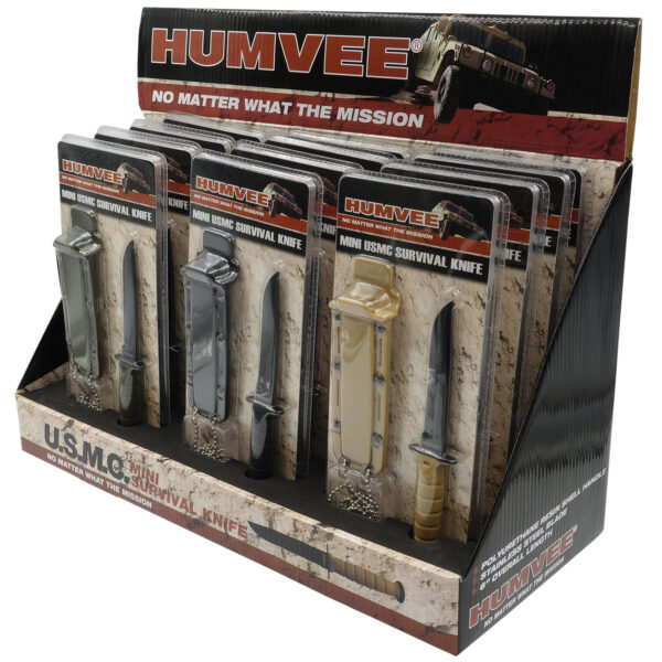 Humvee Adventure Gear HMVDBUSMC Humvee Combat Knife Display 3.5″ USMC Combat Knife Display
