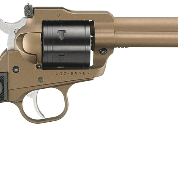 Ruger 2034 Super Wrangler  22  LR/22 WMR 6 Shot 5.50″ Bronze Cerakote Steel Barrel & Frame, Black Cylinder, Black Checkered Polymer Grip, Transfer Bar Safety, Exposed Hammer