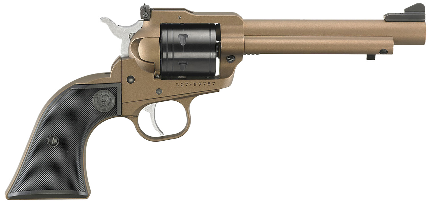Ruger 2034 Super Wrangler 22 LR/22 WMR 6 Shot 5.50" Bronze Cerakote Steel Barrel & Frame, Black Cylinder, Black Checkered Polymer Grip, Transfer Bar Safety, Exposed Hammer