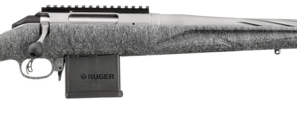Ruger 46909 American II  Full Size 223 Rem 10+1 20″ Gun Metal Gray Cerakote Spiral Fluted Threaded Barrel & Alloy Steel Receiver w/Picatinny Rail, Gray Splatter Adj LOP Synthetic Stock