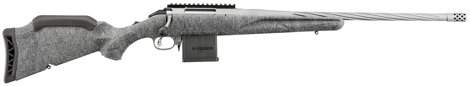 Ruger 46909 American II Full Size 223 Rem 10+1 20" Gun Metal Gray Cerakote Spiral Fluted Threaded Barrel & Alloy Steel Receiver w/Picatinny Rail, Gray Splatter Adj LOP Synthetic Stock