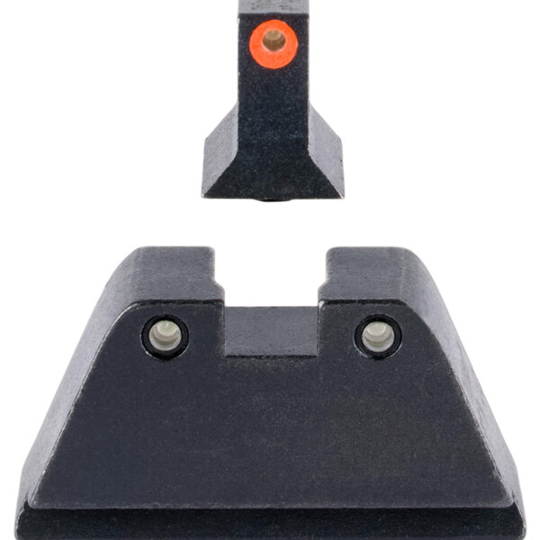 Trijicon GL201C601134 Suppressor/Optic Height Sights  Green/Tritium Orange Outline Front Sight-Green/Tritium Black Outline Rear Sight Glock 17/17L/19/22 Standard Frame