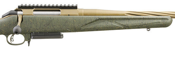 Ruger 46931 American II Predator Full Size 308 Win 3+1 22″ Burnt Bronze Cerakote Spiral Fluted Threaded Barrel & Alloy Steel Receiver w/Picatinny Rail, Green Splatter Adj LOP Synthetic Stock