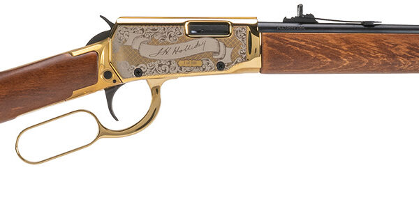Rossi RL22181WDGDH Rio Bravo Doc Holiday 22 LR 15+1 18″ Polished Black Oxide Alloy Steel Barrel, Gold Engraved Aluminum Receiver, Fixed Hardwood Stock