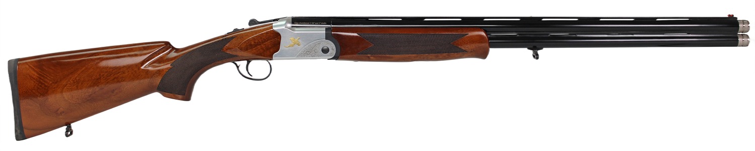 Iver Johnson Arms IJ60020LW28S IJ600 Lightweight Full Size 20 Gauge Break Open 3" 2rd 28" Black Over/Under Vent Rib Barrel, Silver Engraved Aluminum Receiver, Fixed Walnut Wood Stock, Ambidextrous
