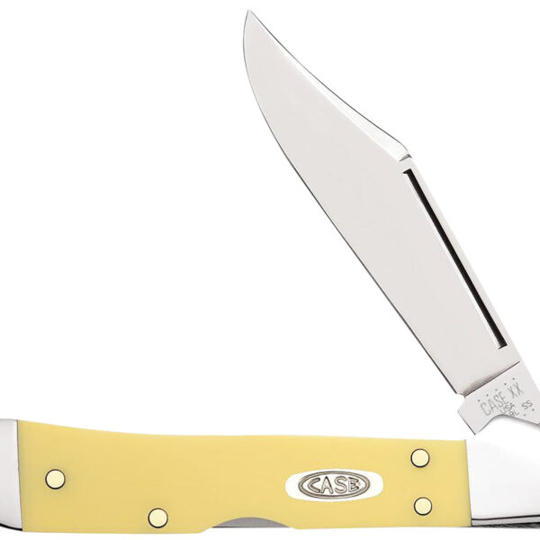 Case 30116 CopperLock  Mini 2.72″ Folding Clip Point Plain Mirror Polished Carbon Steel Blade, Yellow Synthetic Handle