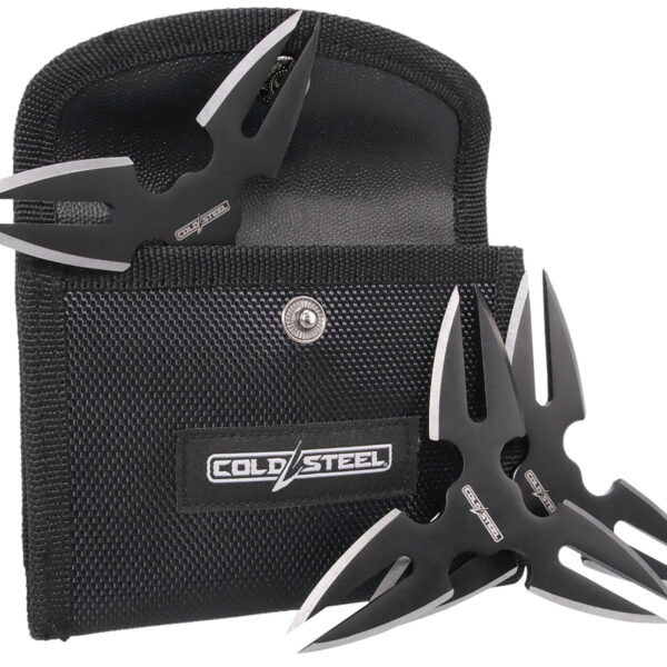 Cold Steel CSTH15STR3PK Throwing Stars  Three 1.50″ Black Oxide 420 Stainless Steel Blades Includes Sheath