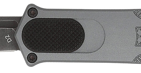 CobraTec Knives CALI952GRYDNS California 952 *CA Compliant 1.75″ OTF Drop Point Plain Black Stonewashed D2 Steel Blade, 3″ Gray Anodized Aluminum Handle