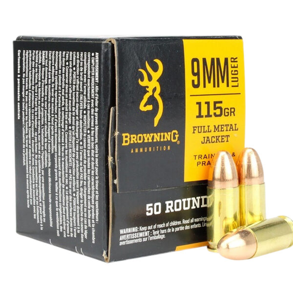Browning Ammo B1918000939mm Luger 115gr Full Metal Jacket 50 Per Box/20 Case