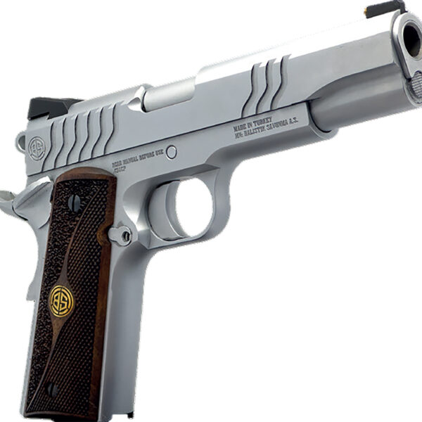 Dickinson LLC DKSN9S 1911 Adam S Commander Frame SAO 9mm Luger 9+1 4.25″ Stainless Button Rifled Barrel, Stainless Steel S Serrations Slide, Stainless Steel Frame, Wood Grip