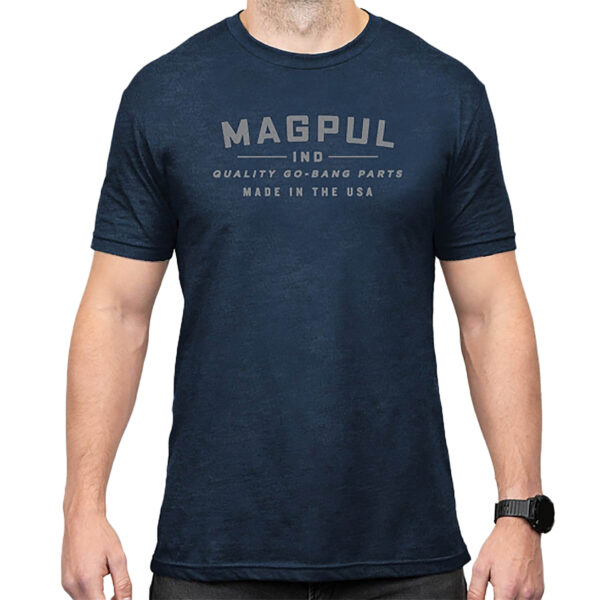 Magpul MAG1112-410-S Go Bang Parts  Navy Heather Cotton/Polyester Short Sleeve Small
