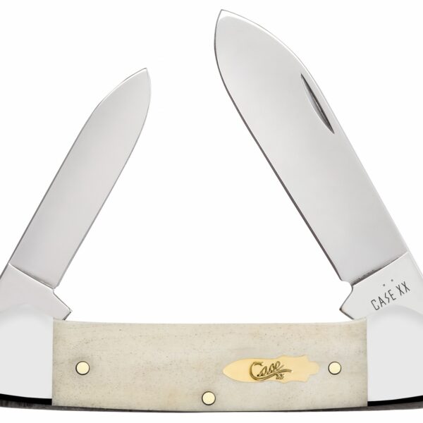 Case 11023 Canoe Folding Pen/Spear Plain Tru-Sharp SS Blade, Smooth Natural Bone Handle