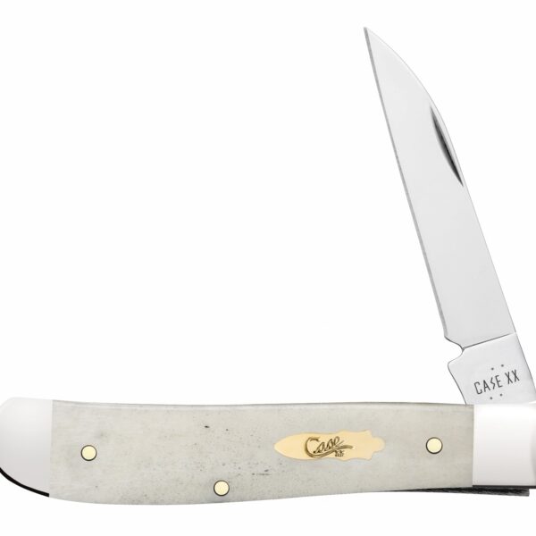 Case 11025 Trapper Mini Folding Clip Point/Spey Plain Mirror Polished Tru-Sharp SS Blade, Smooth Natural Bone Handle
