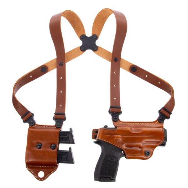 Galco MCII250 Miami Classic II Shoulder System Size Fits Chest Up To 56″ Tan Leather Harness Fits Sig P229 Fits Sig P226 Fits Sig P228 Right Hand