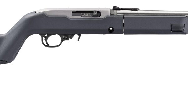 Ruger 32016 10/22 Takedown 22 LR 10+1 16.40″ Satin Stainless Threaded Barrel, Satin Stainless Stainless Steel Drilled & Tapped Receiver, Stealth Gray Magpul Hunter X-22 Backpacker Synthetic Stock