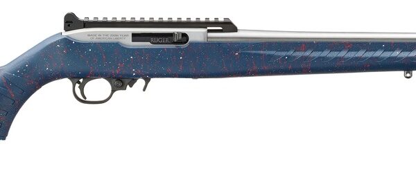 Ruger 32039 10/22 250th Anniversary 22 LR 10+1 18.50″ Satin Stainless Threaded Barrel, Engraved Satin Stainless Steel Receiver w/Picatinny Rail, Liberty Blue w/Red & White Splatter Ruger Modular Syste