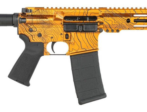 Shark Coast Tactical SCC07329TOPOR-P Topography  5.56 NATO 30+1 10.50″ Black Nitride Threaded Barrel, Aluminum Receiver w/Picatinny Rail, M-LOK Handguard, Polymer SB Tactical SBA3 Brace, Polymer Grip