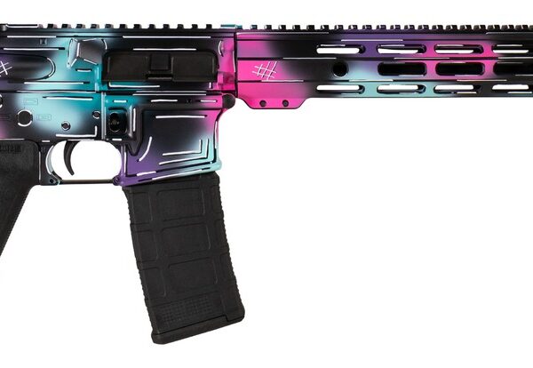 Shark Coast Tactical SCC101938DISB Anime-15  5.56 NATO 30+1 16″ Black Nitride Threaded Barrel, Disco Cerakote Aluminum Receiver w/Picatinny Rail, M-LOK Handguard, Magpul Collapsible Black Polymer Stoc