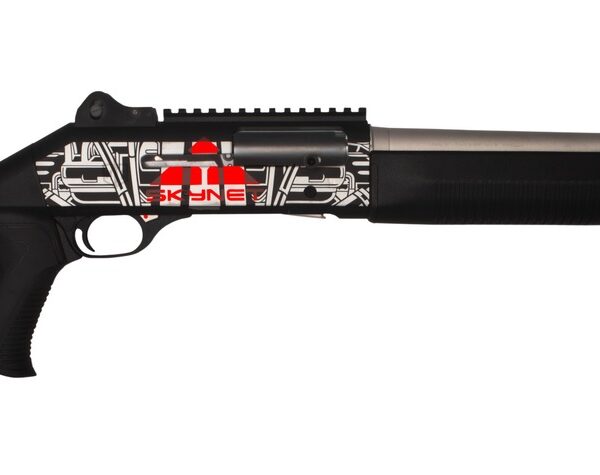 MAC 21000154AA1 1014 Judgement Day 12 Gauge Semi-Auto 3″ 5+1 18.50″ Anodized Steel Barrel, Black/Gray Anodized Receiver w/Red “SKYNET” & Picatinny Rail, Synthetic Stock, Black Polymer Grip