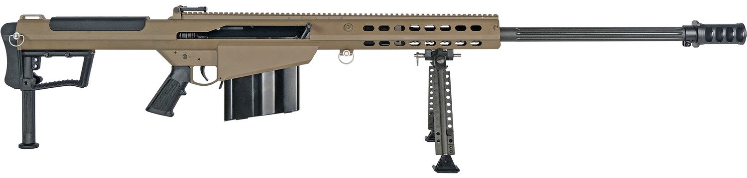 Barrett 20186 M107A1 50 BMG 10+1 20" Fluted Barrel, Flat Dark Earth Receiver w/Picatinny Rail, M-LOK Handguard, QD BiPod Forend, Black Polymer Grip