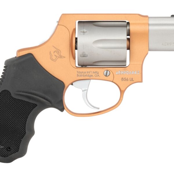 Taurus 2-85629ULC22CH 856 Ultra-Lite Small 38 Special +P 6 Shot 2″ Matte Stainless Barrel & Cylinder, Copper Cerakote Aluminum Frame, Black Ribber Grip, Transfer Bar, Safety Concealed Hammer
