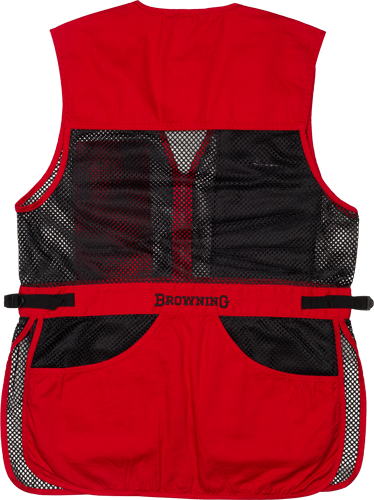 BROWNING MESH SHOOTING VEST – R-HAND LG BLACK/RED TRIM