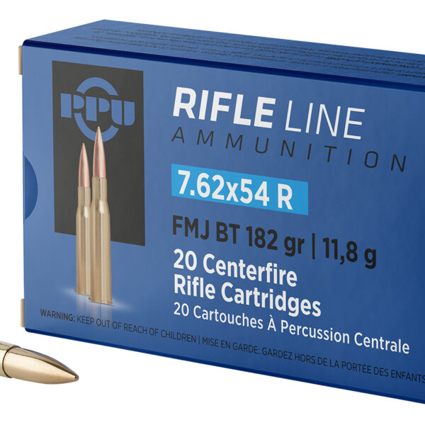 PPU PP76254F Metric Rifle 7.62x54mmR 182gr Full Metal Jacket Boat Tail 20 Per Box/10 Case