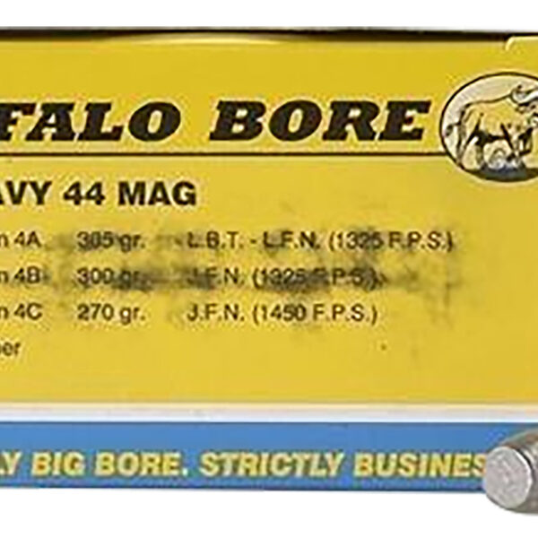 Buffalo Bore Ammunition 4A20 Heavy Strictly Business 44Rem Mag 305gr Hard Cast Lead Flat Nose 20 Per Box/12 Case