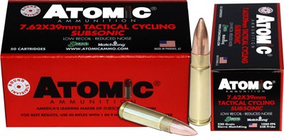 ATOMIC 7.62X39 220GR SUBSONIC – BTHP 50RD 10BX/CS