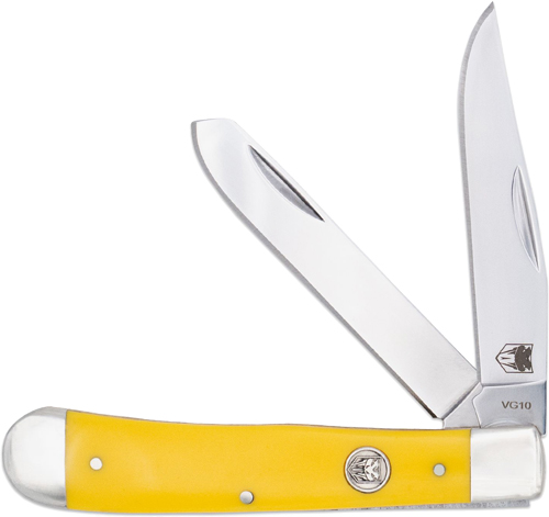 COBRATEC TRAPPER TWO BLADE – G-10 YELLOW DELRIN/SS SLIP JNT